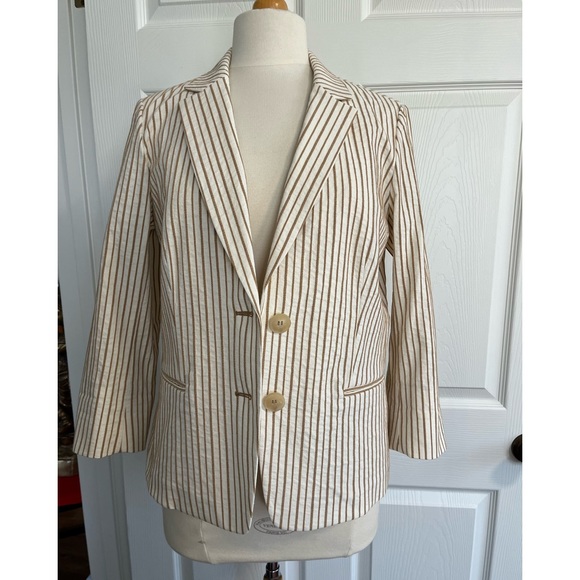 Lafayette 148 New York Striped Two Button Blazer - Picture 1 of 8